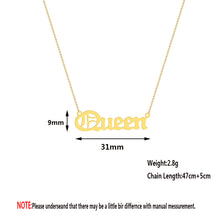 将图片加载到图库查看器，Queen Letter Pendant Necklace Gold Silver Plated  Minimalist Clavicle Choker For Women Jewelry Chain Collares Gift
