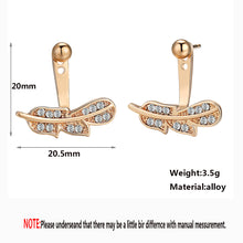 将图片加载到图库查看器，Chereda Cartilage Helix Tragus Drop Crystals Feather Stud Earring for Women Double Sided Fashion Jewelry Earrings female
