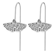 将图片加载到图库查看器，Chereda Antique Silver Color Ginkgo Earring  Long Leaf oorbellen voor vrouwen Retro Leaves Piercing Earrings For Kids
