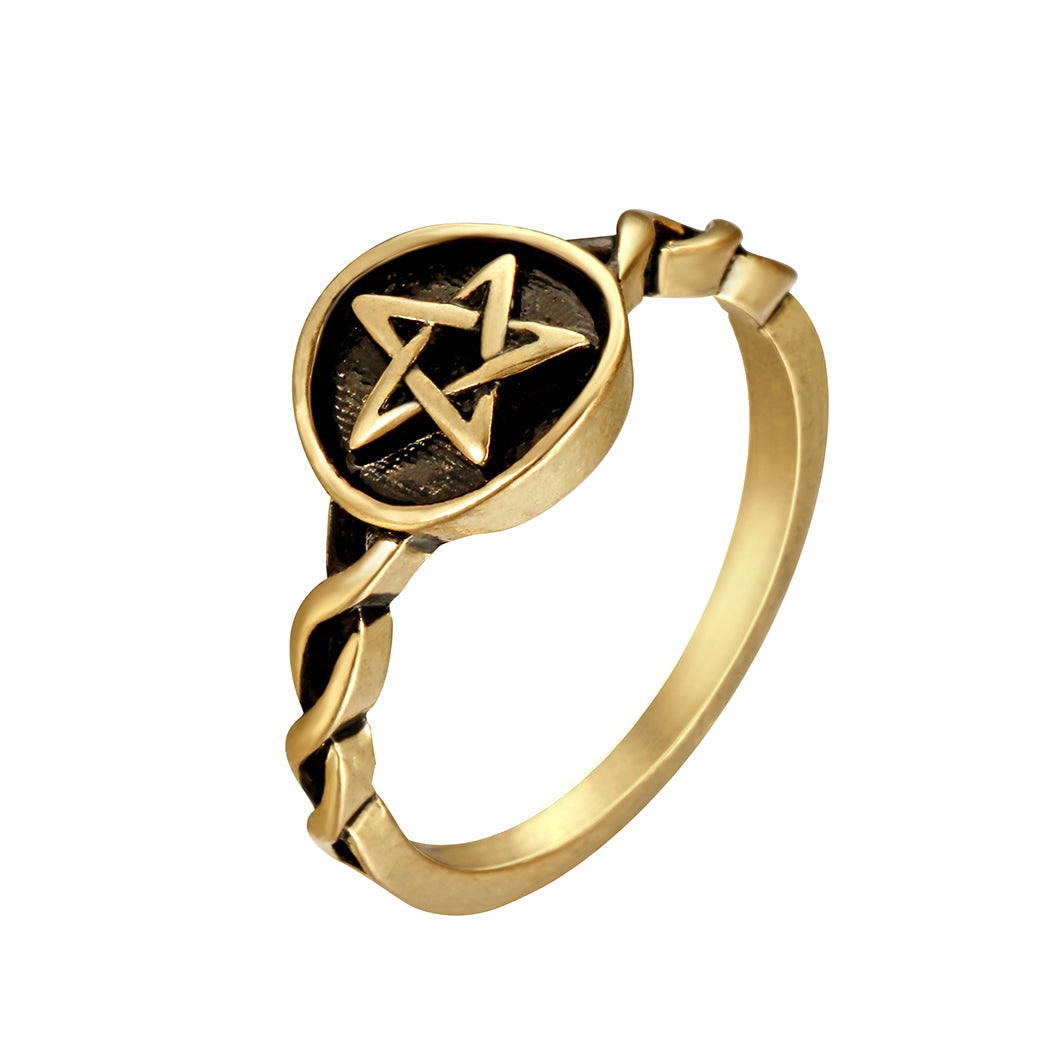 Pentagram Ring Men's Hip Hop Antique Silver Color Knuckle Finger Star Rings Punk Jewelry Rock Cool Masculine His Gifts
