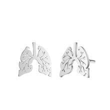 将图片加载到图库查看器，Stainless Steel Tiny Human Lungs Earrings Punk Hiphop Lobe Anatomy Skeleton Jewelry Medical Organ Norse Gift Pendientes
