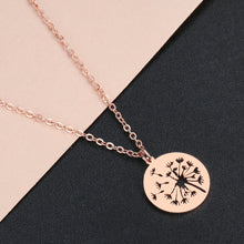 将图片加载到图库查看器，Dandelion necklace For Women Trendy Natural  Lucky WISH Stainless Steel Metallic Plant Amulet Boho Trendy Chokers
