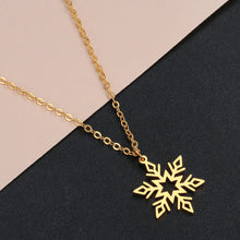 将图片加载到图库查看器，Snowflake Necklace Simplify Chocker Oragami Hollowout Snow Flake Flower Stainless Jewelry Christmas Gift for Women
