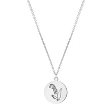 将图片加载到图库查看器，2021New Stainless Steel Birth Flower  Necklace Botanical Jewelry  Disc Necklace  Engraved Jewelry birthday gift
