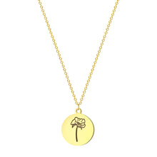 将图片加载到图库查看器，2021 Chereda New Stainless Steel Birth flower Necklace Botanical jewelry Disc Necklace Engraved  birthday gift
