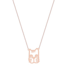 将图片加载到图库查看器，Super Cute Cat Face Shaped Cut Out Charm Necklace In Silver Handmade Pet Lover Animal Jewelry Dropshipping
