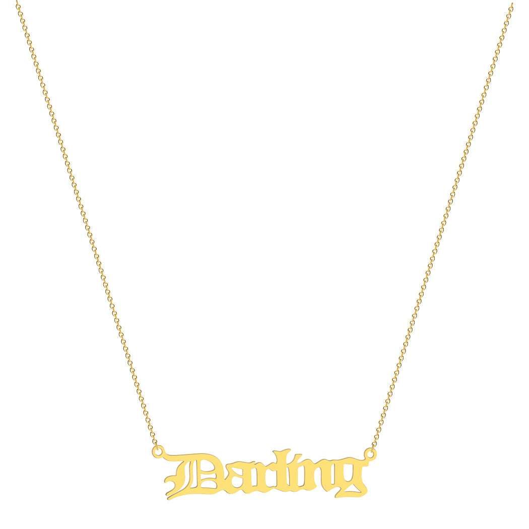 Darling Letter Pendant Necklace Gold Silver Plated  Minimalist Clavicle Choker For Women Jewelry Chain Collares Gift