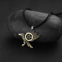 将图片加载到图库查看器，Raven Pentacle Pendant Celtics Knot Necklace Pentagram Jewelry Pagan Rope Chain Necklaces Wiccan Bird Vintage Jewelry
