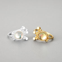 将图片加载到图库查看器，Big Opal Rings Oval Stone Ring Silver Plated  Engagement Wedding Fully-jewelled Korean Fashion Bague BOHO Woman Female
