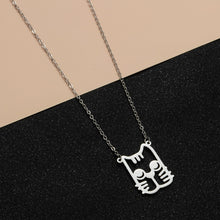 将图片加载到图库查看器，Super Cute Cat Face Shaped Cut Out Charm Necklace In Silver Handmade Pet Lover Animal Jewelry Dropshipping
