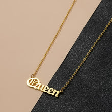 将图片加载到图库查看器，Queen Letter Pendant Necklace Gold Silver Plated  Minimalist Clavicle Choker For Women Jewelry Chain Collares Gift
