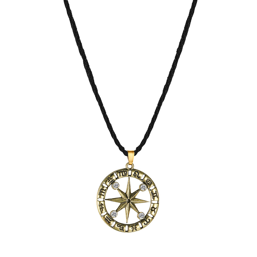 Shiny Gold Zodiac Pendant Astrology Astrology Medallion Charm Necklace Star Round Chockers Wholesale