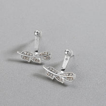 将图片加载到图库查看器，Chereda Cartilage Helix Tragus Drop Crystals Feather Stud Earring for Women Double Sided Fashion Jewelry Earrings female
