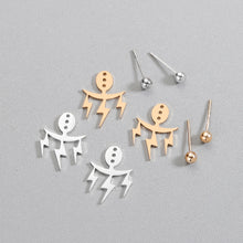 将图片加载到图库查看器，Chereda Newest Lightning Earring Two Sided Jackets Earrings Korean Jewelry For Women Statement Ear Jewelry Wholesale Geometry Ear Cuff  2019 Oorbellen Personality Party Clothing Fashion Jewelry Hot sale
