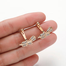 将图片加载到图库查看器，Chereda Cartilage Helix Tragus Drop Crystals Feather Stud Earring for Women Double Sided Fashion Jewelry Earrings female
