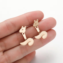 将图片加载到图库查看器，Chereda  Squirrel Dangle Ear Jackets Earrings Double Sided Statement Animal Earrings Women Piercing Jewelry Gifts for Teenage
