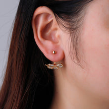 将图片加载到图库查看器，Chereda Cartilage Helix Tragus Drop Crystals Feather Stud Earring for Women Double Sided Fashion Jewelry Earrings female
